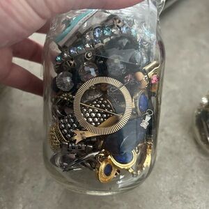 4/$100 Assorted Jewelry in Glass Jar crafts and repairs